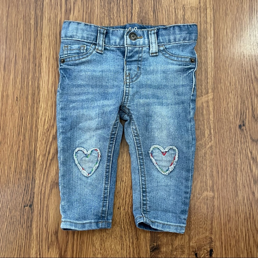 Cat & Jack Skinny Jeans with heart patch - 12 Month
